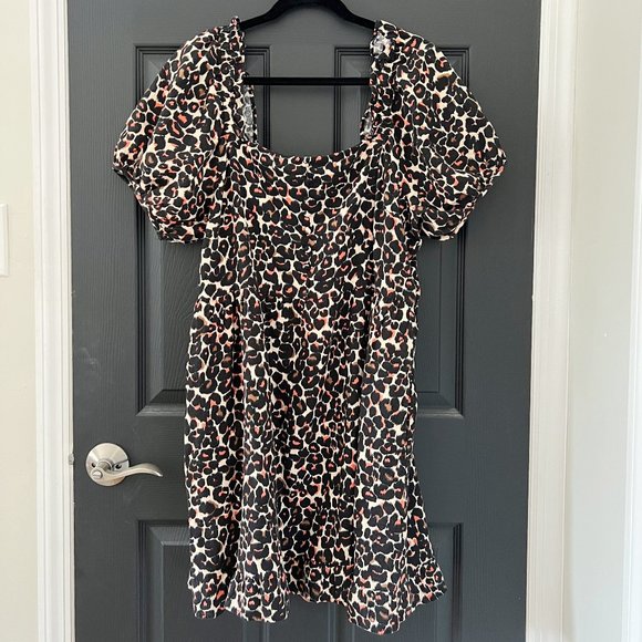 WhoWhatWear Leopard Print Mini Dress - Picture 1 of 7